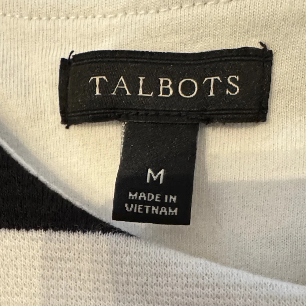 Talbot’s Black and White Striped Short Sleeve Tee with tie back Size M - Picture 5 of 8